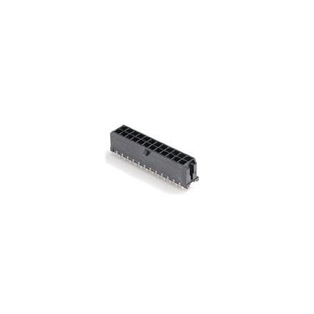 Molex Board Connector, 24 Contact(S), 2 Row(S), Male, Straight, Solder Terminal, Locking, Black 430452429